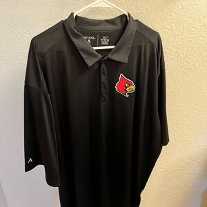 Antigua Black Polo with Louisville Cardinal Logo